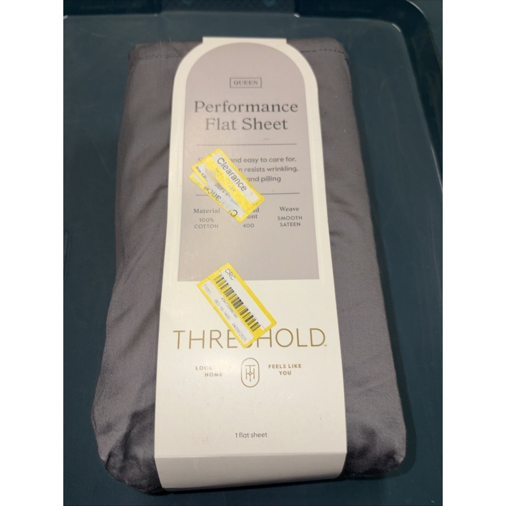 Threshold Queen‎ Size 400 Thread Count Performance Flat Sheet - Radiant Gray